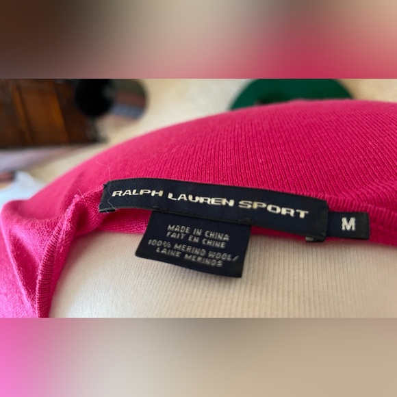 Ralph Lauren Sport Size Medium 100% Wool Hot Pink Sweater - Picture 4 of 5